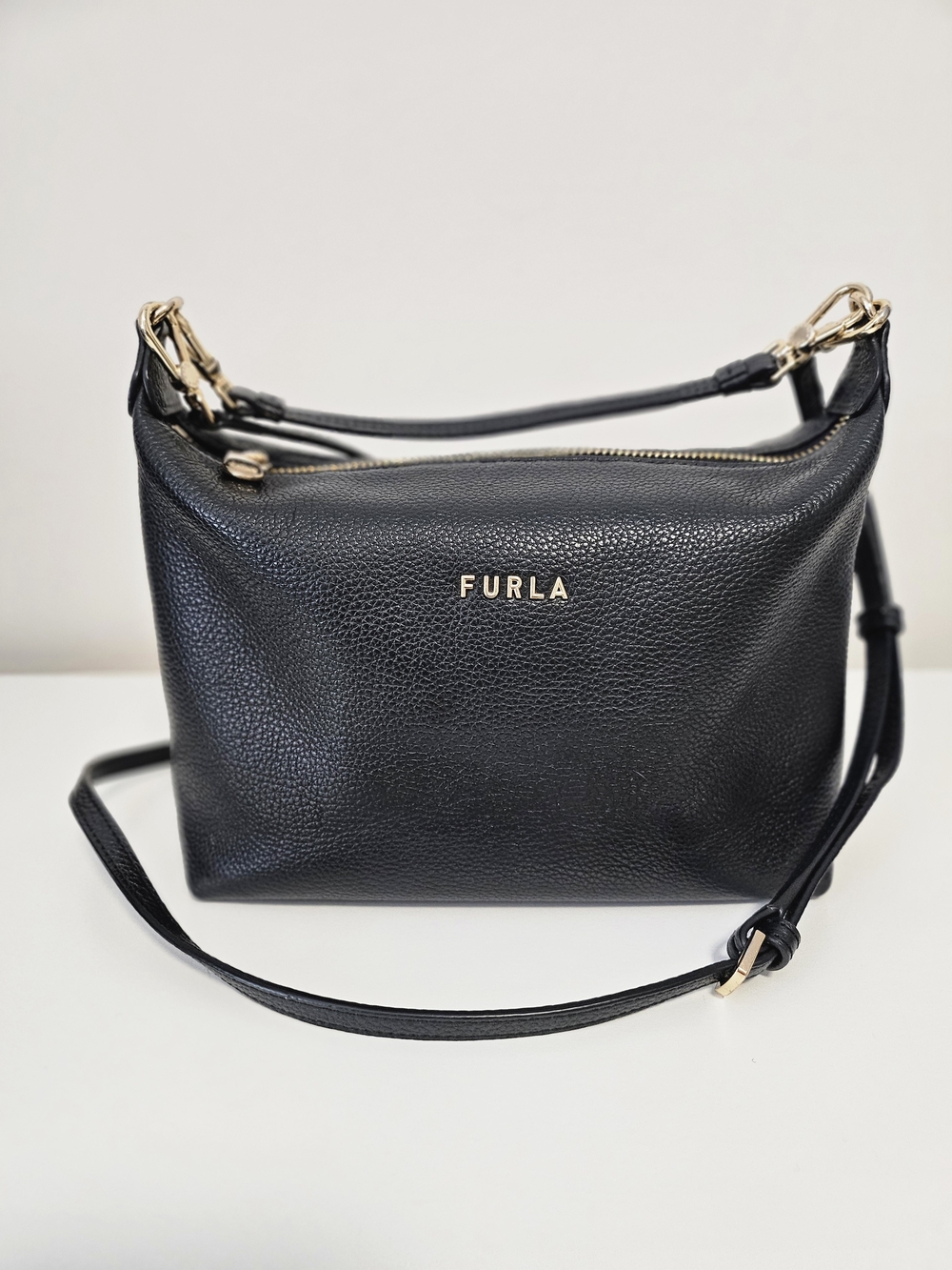 Furla Black Pebbled Leather Crossbody Bag